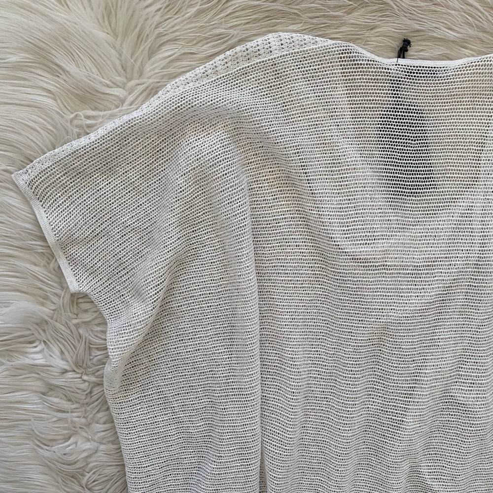 Allsaints White Lightweight Open Knit Itat Twist Tee Draped Layering Shirt Top - Picture 8 of 11